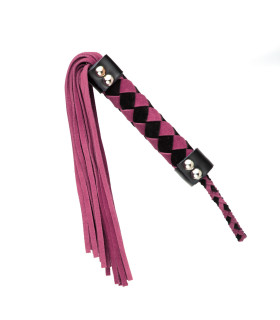 Флоггер (плетка) розово-черный, замш - No Taboo
