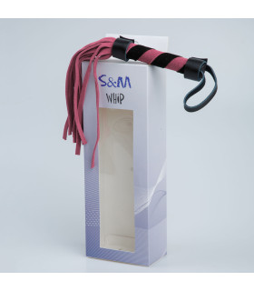 Плетка (флоггер), мини, розово-черная, замш 27,5 см - No Taboo