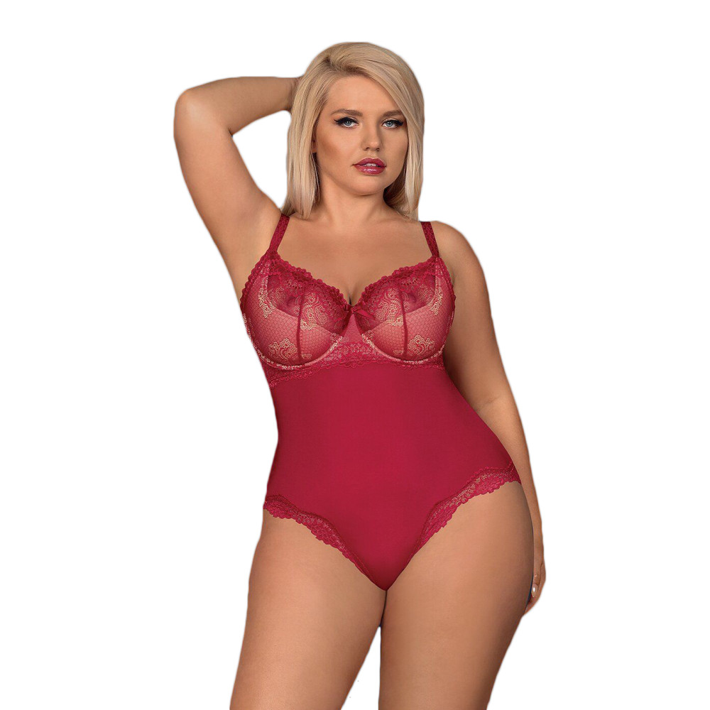 Боди с открытой спиной Obsessive Rosalyne, бордовое, XXL (40254), zoom