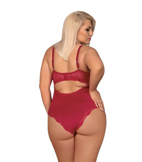 Боді з відкритою спиною Obsessive Rosalyne, бордове, XXL - No Taboo