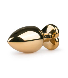 Анальная пробка, L , с камнем в форме сердца, золотистая, 9.6 х 3.8 см - No Taboo