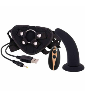 Страпон с вибрацией, мед.силикон, черный, 12.5 см х 3.4 см - No Taboo