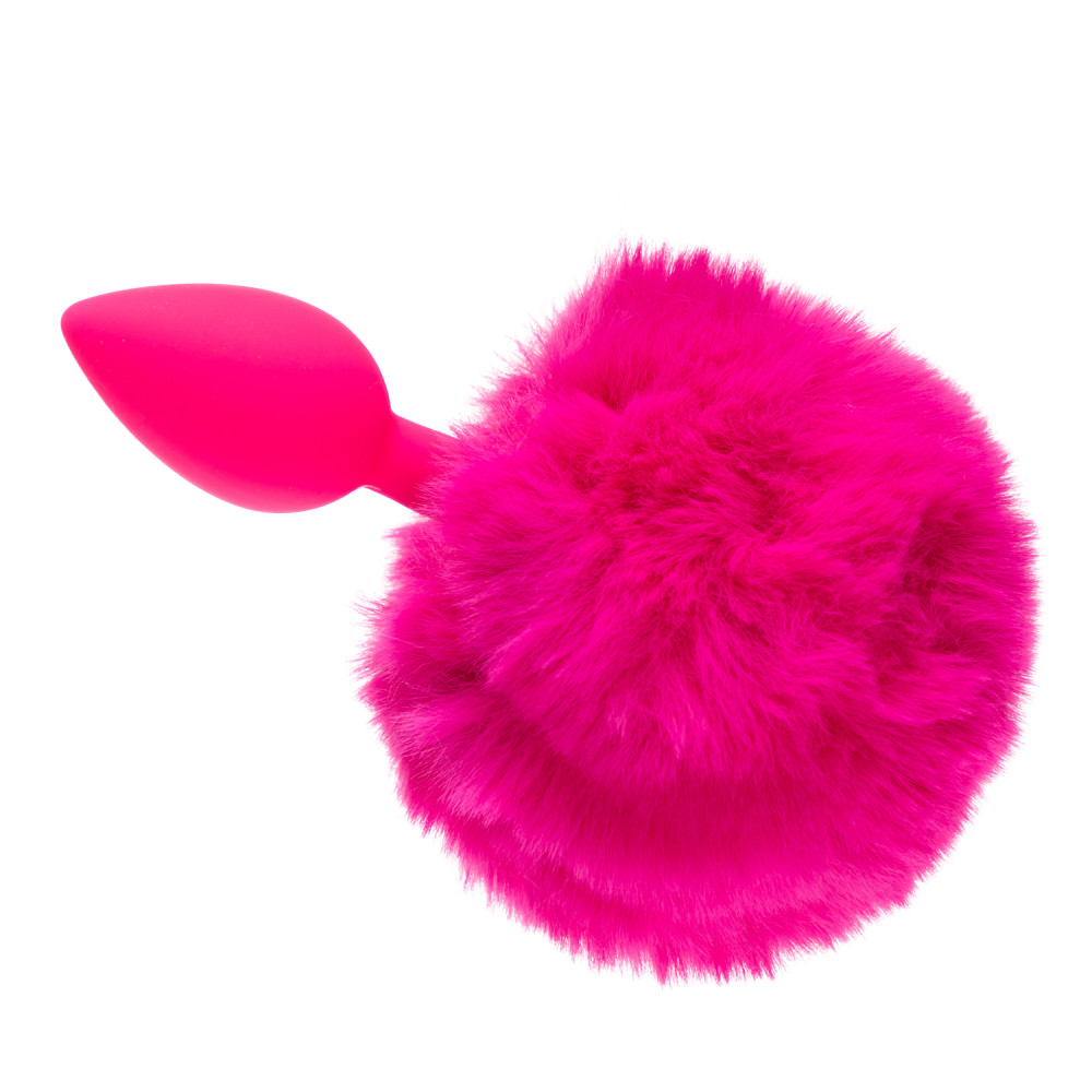 Анальна пробка силікон з хвостиком зайчика, pink S (40909), zoom