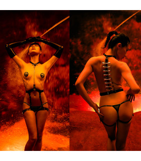 Набор БДСМ из сбруи и пестисов Butterfly UPKO, итальянская кожа, позолота 24К - No Taboo