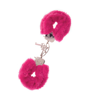 Наручники металлические Dreamtoys с искусственным мехом, серебристо-красные, 28 х 8 см - No Taboo