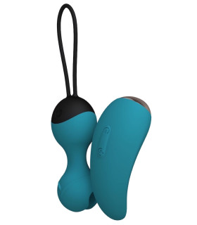 Вагінальні віброкульки з вібропультом, 2в1, колір морської хвилі, 15.9 см х 3.5 см - No Taboo