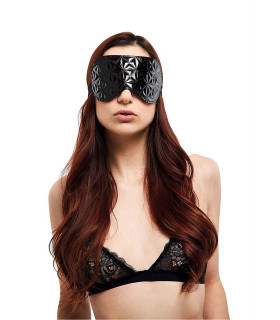 Маска на глаза с тиснением Diamond, кожзам, черная - No Taboo