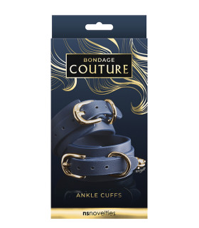 Поножи с золотистой фурнитурой Bondage Couture синие - No Taboo