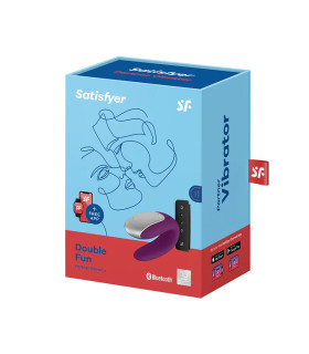 Вибратор для пар Satisfyer Double Fun с пультом и приложением, фиолетовый, 9.4 х 4.2 см - No Taboo