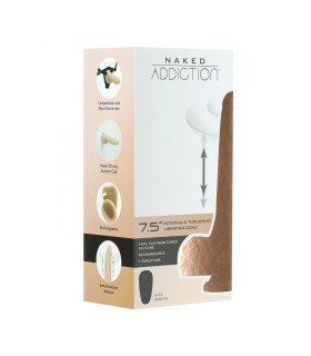 Вибратор реалистичный с вращением и толчками Naked Addiction, с пультом дистанционного управления, бежевый, 19 х 2.5 см - No Taboo