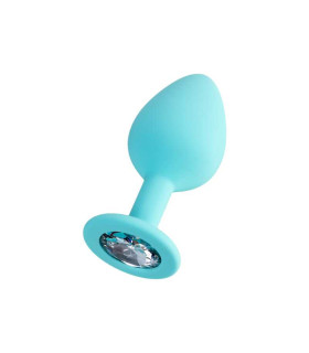 Анальна пробка, 3 х 8 см, з круглим каменем, силікон, м'ятна - No Taboo