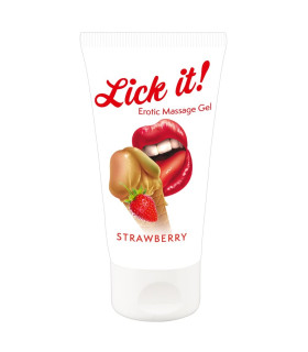 Массажный гель-лубрикант Lick It! со вкусом клубники, 50 мл - No Taboo