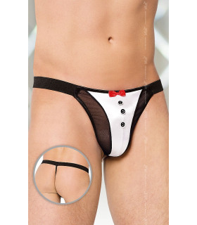 Мужские стринги джентльмен Soft Line, черно-белые, размер S/L - No Taboo