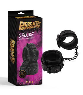 Наручники Fierce Feuphoria Deluxe из кожзама PU, черные - No Taboo