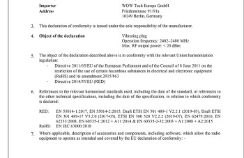 Сертификат качества We-vibe-Vector