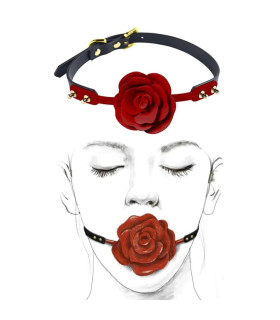 Кляп роза из силикона и итальянской кожи Rose Ball Gag UPKO - No Taboo