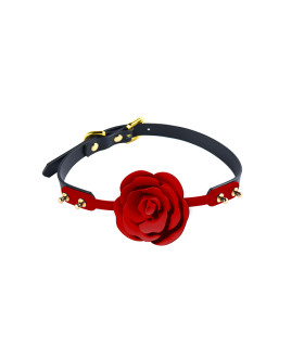 Кляп роза из силикона и итальянской кожи Rose Ball Gag UPKO - No Taboo