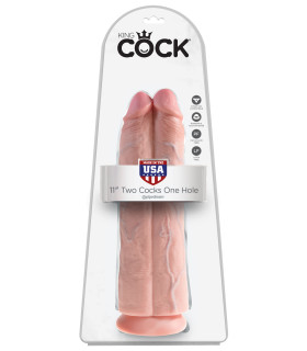 Подвійний фалоімітатор беж King Cock 11 Two Cocks One Hole - No Taboo