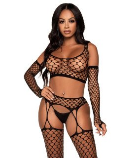 Комплект сексуальный из крупной сетки Leg Avenue Get Into It, 2 предмета, размер O/S - No Taboo