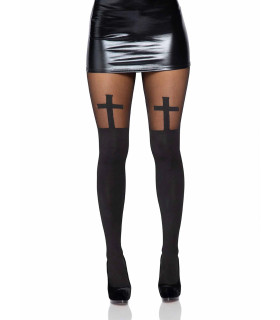 Колготки з імітацією панчіх з хрестами Leg Avenue Bless Me Cross, розмір O/S - No Taboo