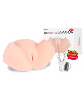 Мастурбатор реалістичний Kokos Samanda, з вібрацією, вагіна та анус, кібершкіра - No Taboo
