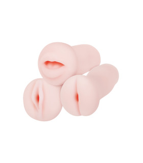 Набор мастурбаторов 3 шт (рота+вагина+анус) A&E STROKER TRIO FLESH - No Taboo