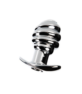 Анальна рельєфна пробка-тонель, срібло, 7.5 см х 3.8 см - No Taboo