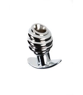 Анальна рельєфна пробка-тонель, срібло, 7.5 см х 3.8 см - No Taboo