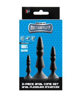 Набор анальних пробок-елочек MENZSTUFF BLACK, 3 шт, силикон - No Taboo