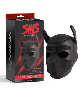Маска-шлем собачки на голову Sins Inquisition Be My Master Bondage Puppy Hood, чорна - No Taboo