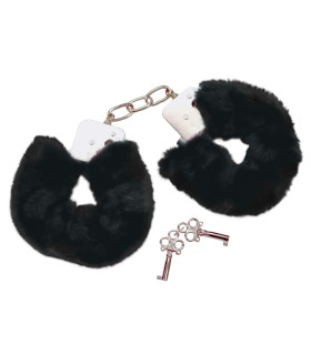 Наручники с черным мехом Bad Kitty Handcuffs, металл - No Taboo