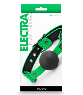 Кляп силіконовий Electra з неоновим зеленим ремінцем - No Taboo