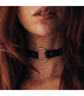 Чокер тонкий из веганской кожи MAZE Bijoux Indiscret, черный, 31-41 см - No Taboo