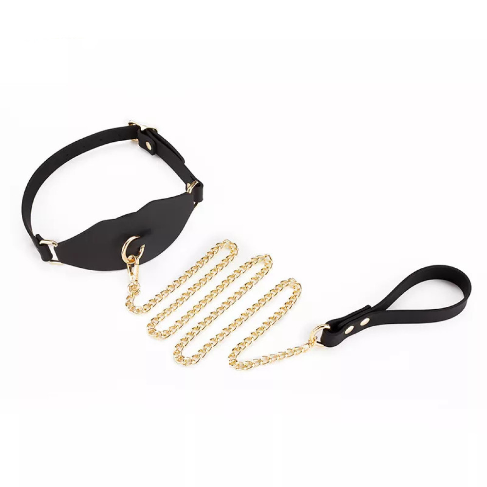 Кляп з повідцем Roomfun, силіконовий, чорний (40120), zoom