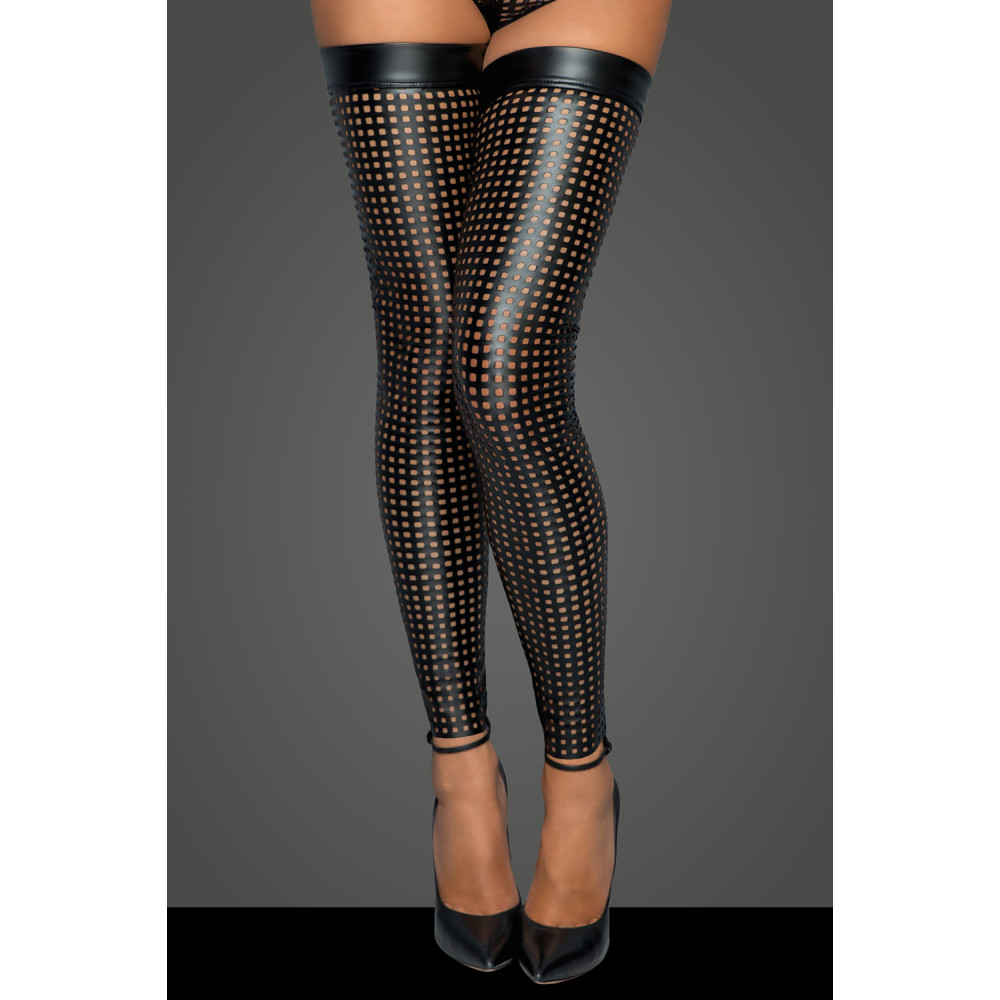 Чулки виниловые с перфорацией, открытый носок, Noir Handmade, размер M (39348), zoom