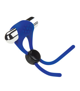 Ерекційне кільце з вібрацією Zolo Rechargeable Adjustable C-Ring, синє - No Taboo