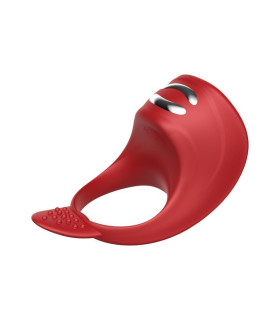 Эрекционное кольцо с электростимуляцией Foxshow Silicone Ring, красное - No Taboo