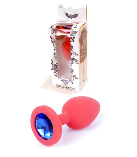 Анальная пробка силиконовая с синим камнем S Plug-Jewellery, 7 см х 2.7 см - No Taboo