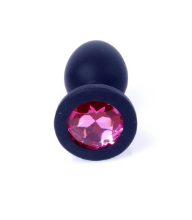 Анальная пробка силиконовая с розовым камнем Plug-Jewellery, 8 см х 3.5 см - No Taboo