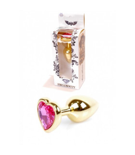 Анальная пробка металл с розовым сердцем S Plug-Jewellery, 7 см х 2.7 см - No Taboo