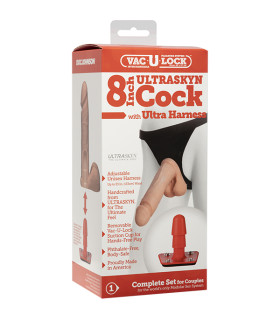 Страпон из киберкожи Doc johnson Cock With Ultra Harness, 19 см х 5 см - No Taboo