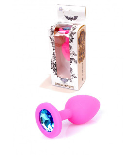 Анальная пробка силиконовая с синим камнем S Plug-Jewellery, 7 см х 2.7 см - No Taboo