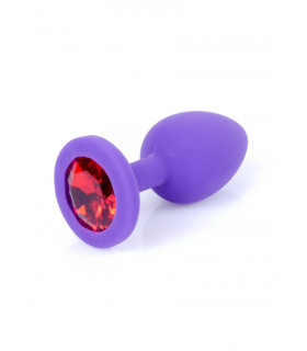 Анальная пробка силиконовая с синим красным S Plug-Jewellery Plug-Jewellery, 7 см х 2.7 см - No Taboo