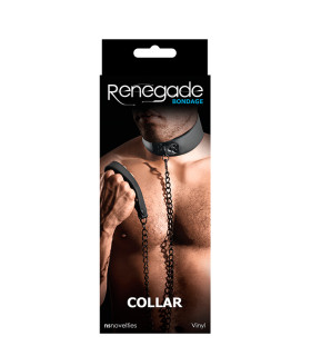 Нашийник з повідцем RENEGADE BONDAGE чорного кольору - No Taboo