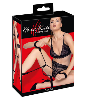 Система фиксации из бондажной веревки Bad Kitty Handcuffs 1, черная - No Taboo