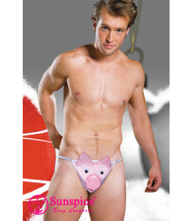 Стрінги чоловічі зі свинкою Sunspice, O/S, рожеві - No Taboo
