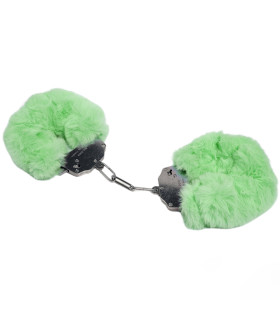 Наручники металеві IDEA SM Plush зі штучним хутром, зелені - No Taboo