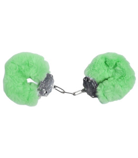 Наручники металеві IDEA SM Plush зі штучним хутром, зелені - No Taboo