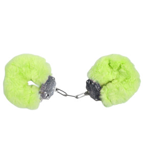 Наручники металеві IDEA SM Plush зі штучним хутром, салатові - No Taboo