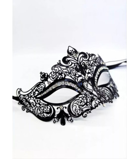 Маска на очі металева, зі стразами, чорна - No Taboo